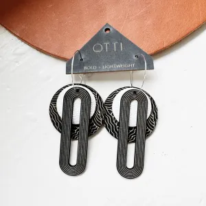 Lightweight leather   birch earrings: Linework design