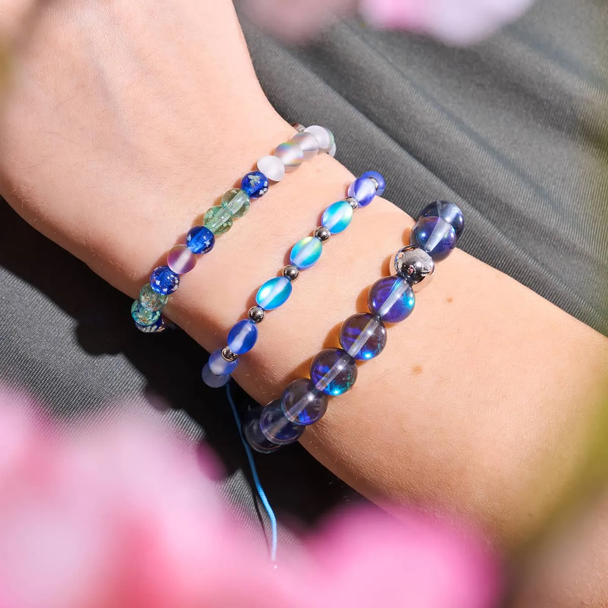 Lunar Tide | .925 Sterling Silver | Galaxy Glass Statement Bracelet