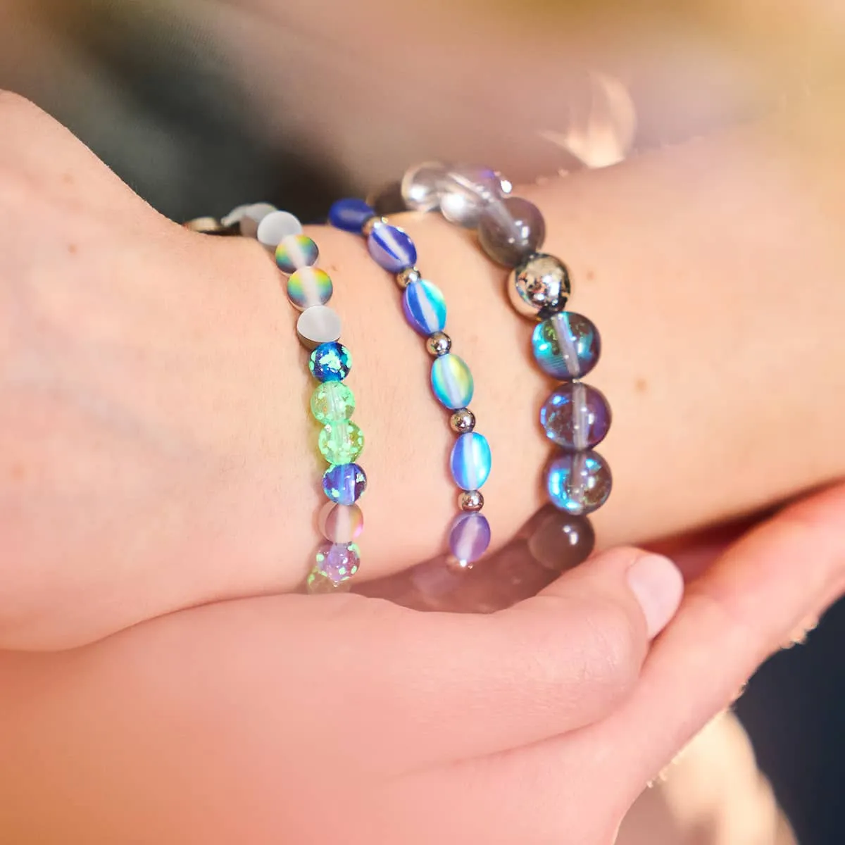 Lunar Tide | .925 Sterling Silver | Galaxy Glass Statement Bracelet