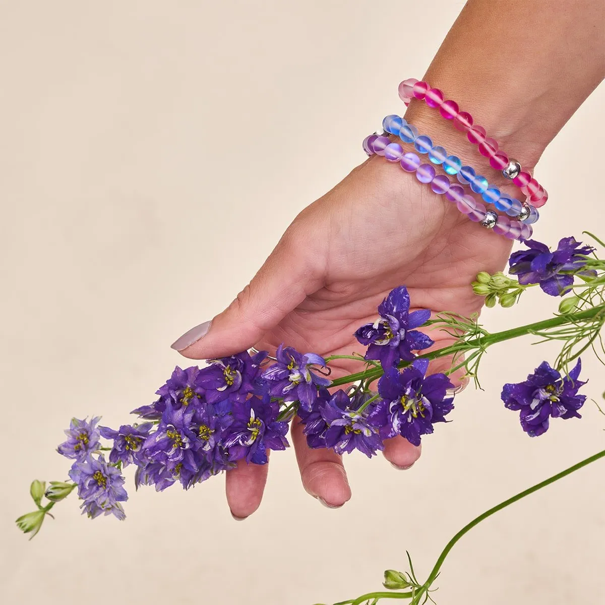 Magenta | .925 Sterling Silver | Mermaid Glass Bead Bracelet