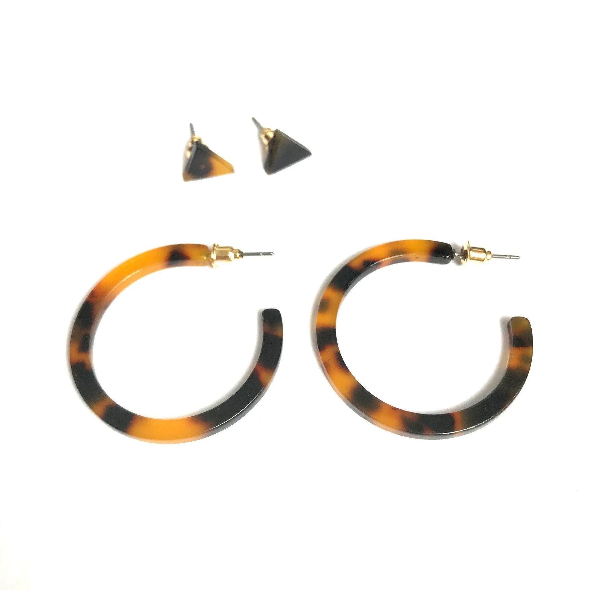Matching Set Tortoiseshell Print Hoop Earrings and Studs - Lightweight, Resin, Everyday,  Leopard, Hoop Earrings,Stud Earrings,Jewellery Set