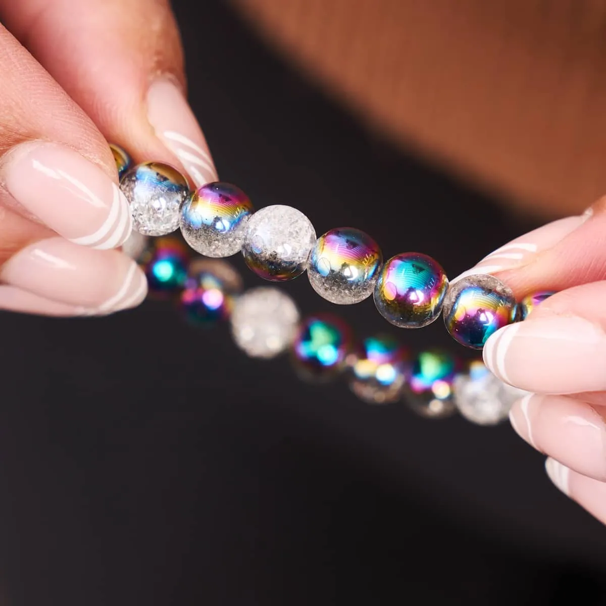 Matte Unicorn Chrome x White Glitter Glass Bracelet
