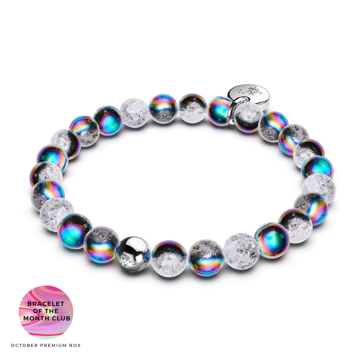Matte Unicorn Chrome x White Glitter Glass Bracelet