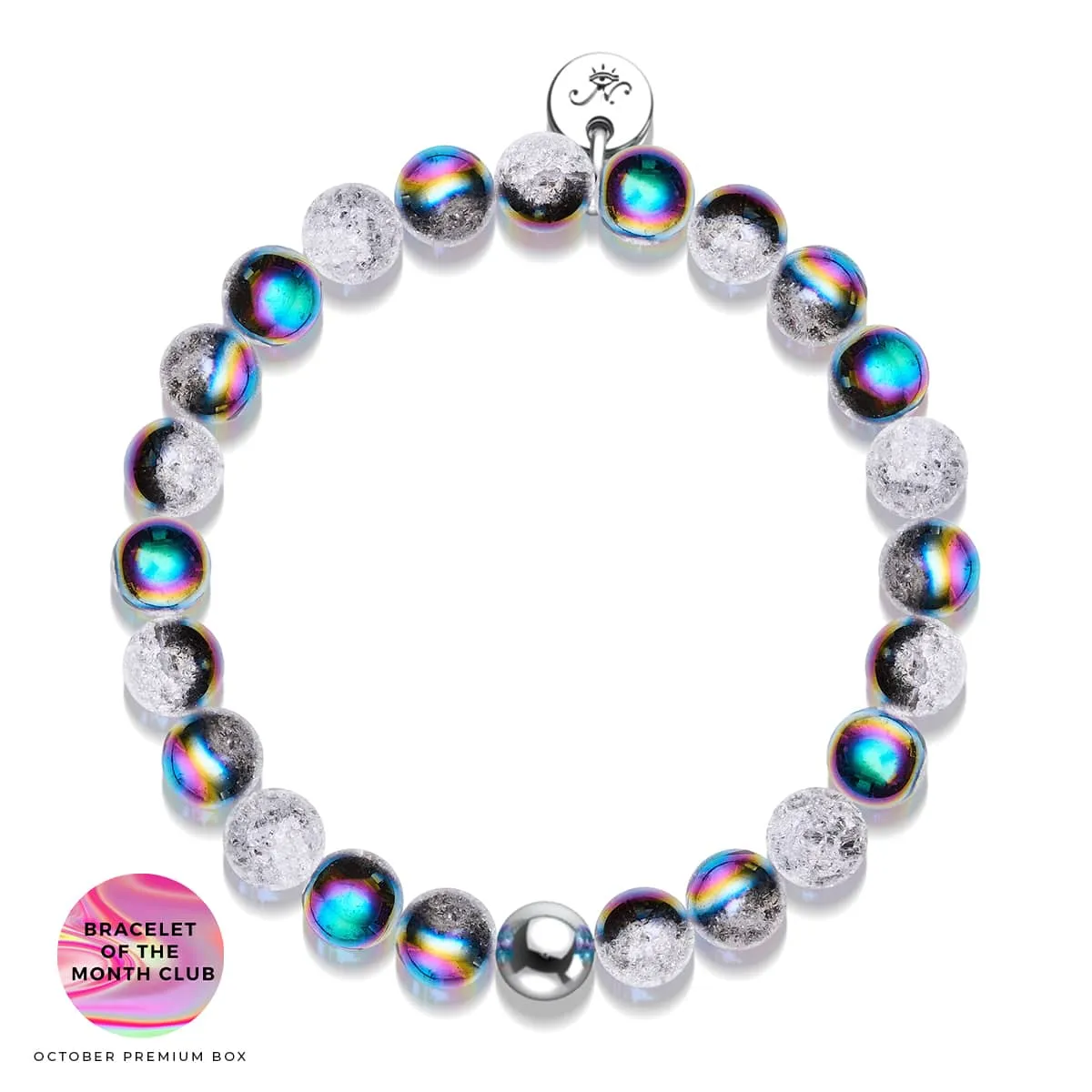 Matte Unicorn Chrome x White Glitter Glass Bracelet