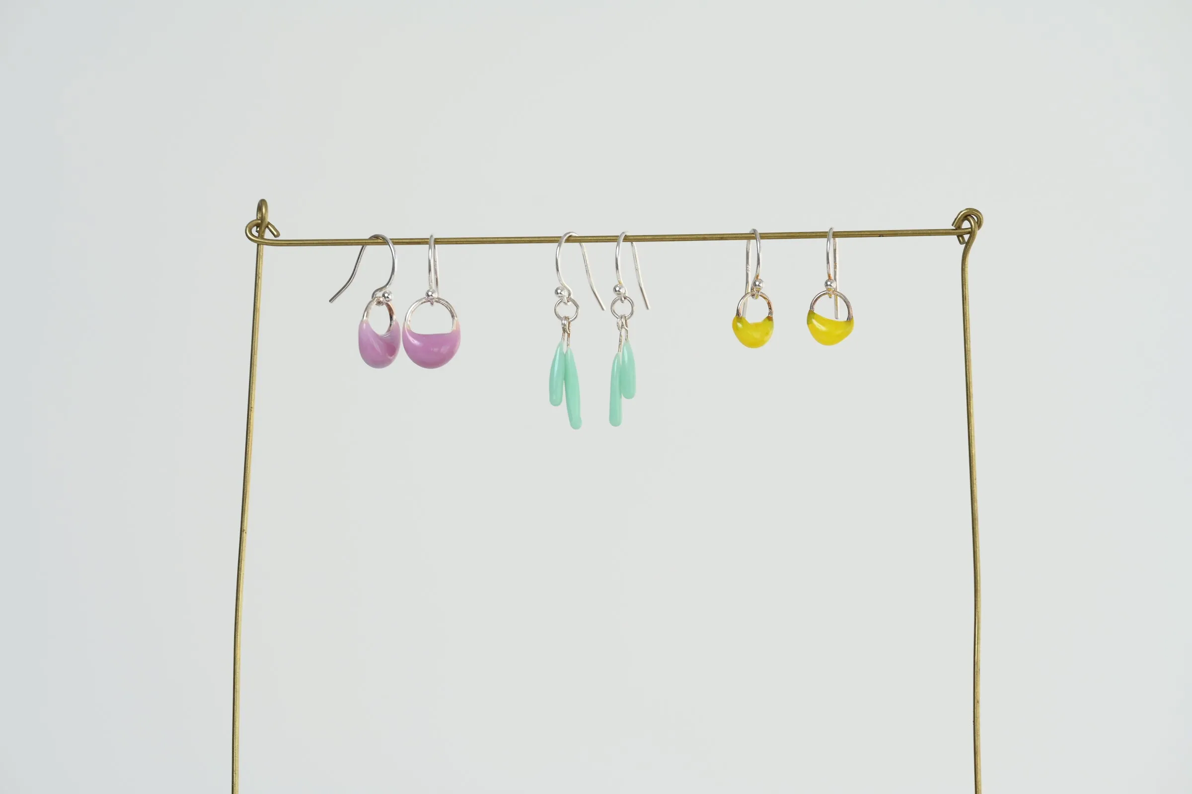 Medium Crescent Earrings in Light Pink