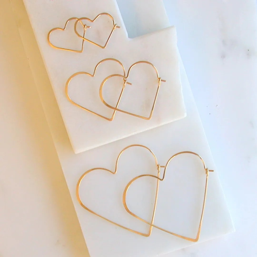 Medium Heart Hoops in 14k Gold Fill