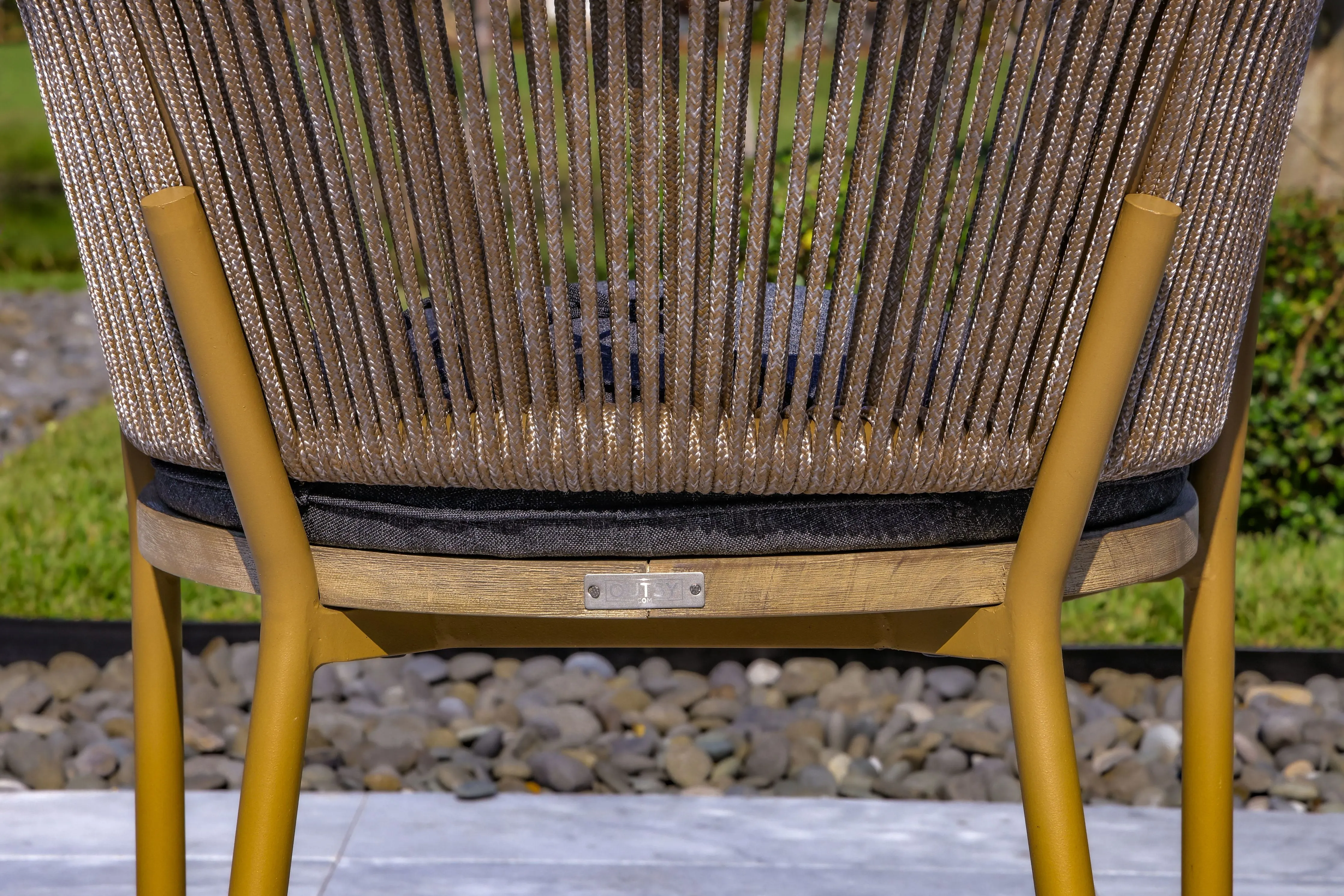 Melina Outdoor Wood, Aluminum and Rope Dining Chair, Milk and Coffee Legs (Set Of 2)