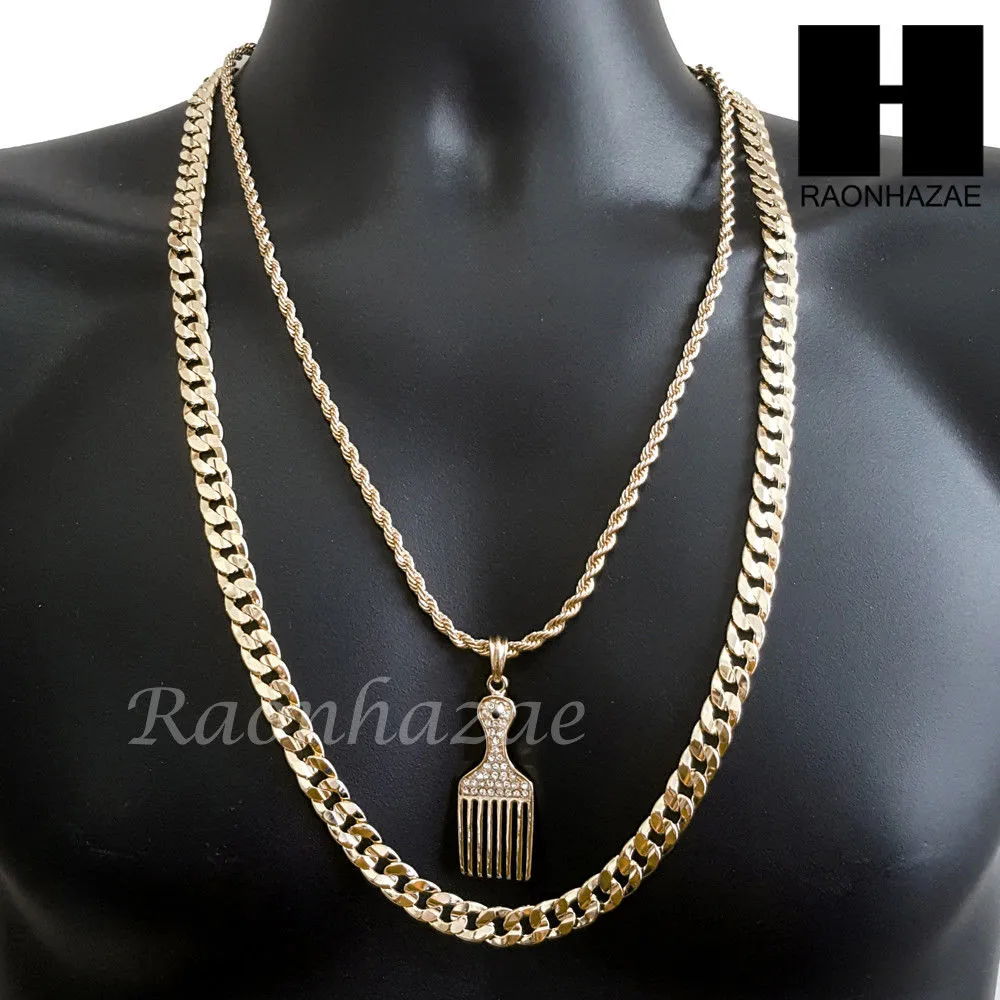 MEN BARBER SHOP RAZOR DIAMOND CUT 30" CUBAN LINK CHAIN NECKLACE S076G
