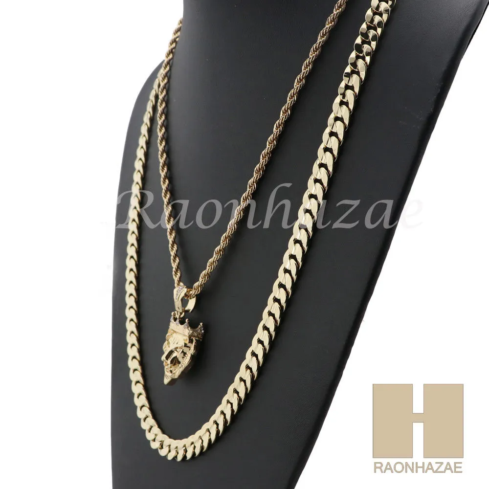 MEN KING LION ROPE CHAIN DIAMOND CUT 30" CUBAN LINK CHAIN NECKLACE S011