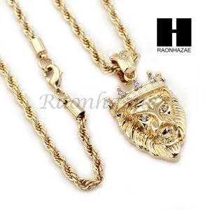 MEN KING LION ROPE CHAIN DIAMOND CUT 30" CUBAN LINK CHAIN NECKLACE S011