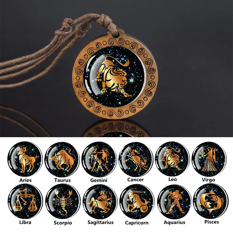 Men's 12 Zodiac Signs Rope Chain Necklace