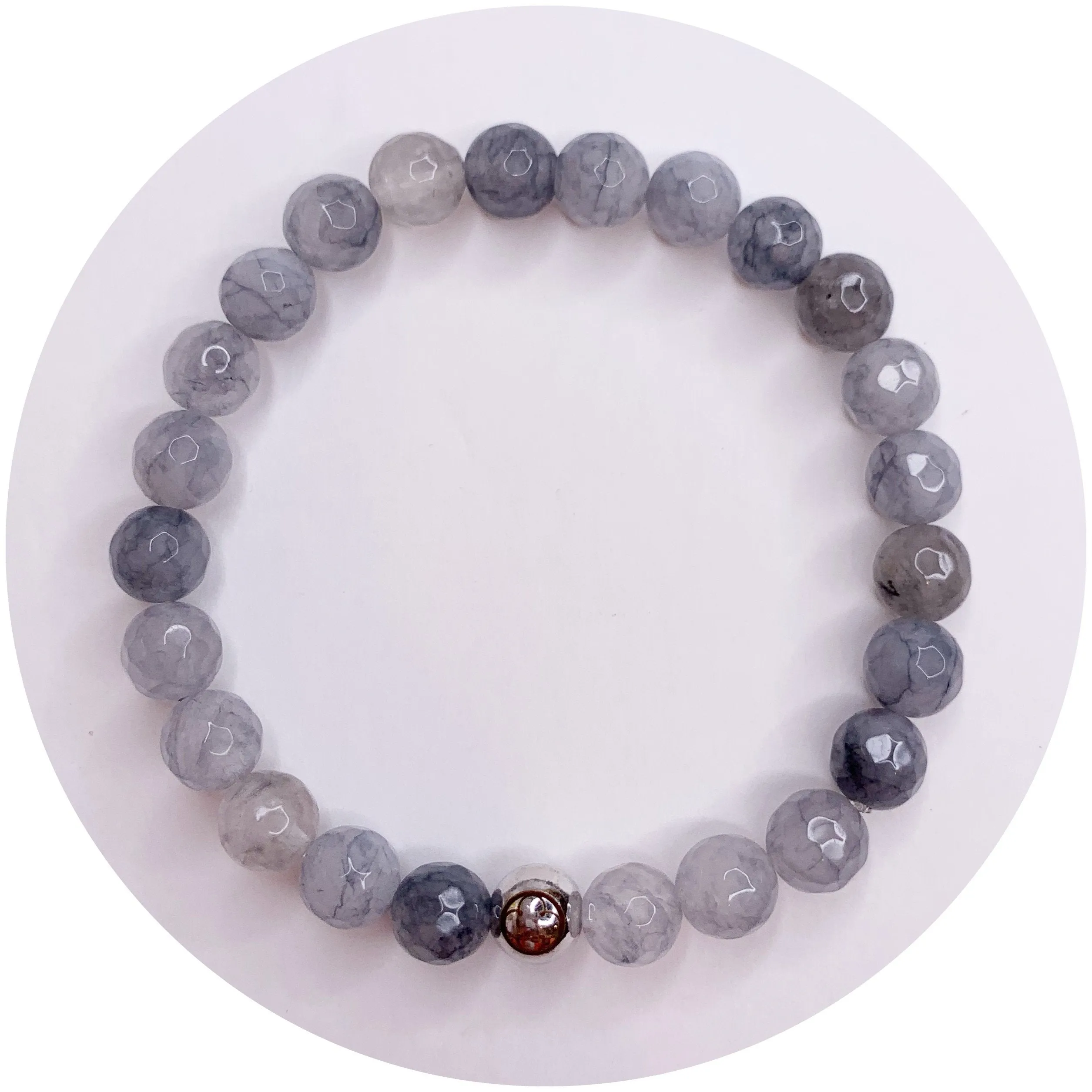 Mens Grey Quartz with Silver Accent