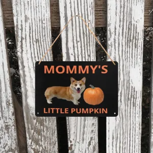 Mommy's Little Pumpkin Corgi Metal Print