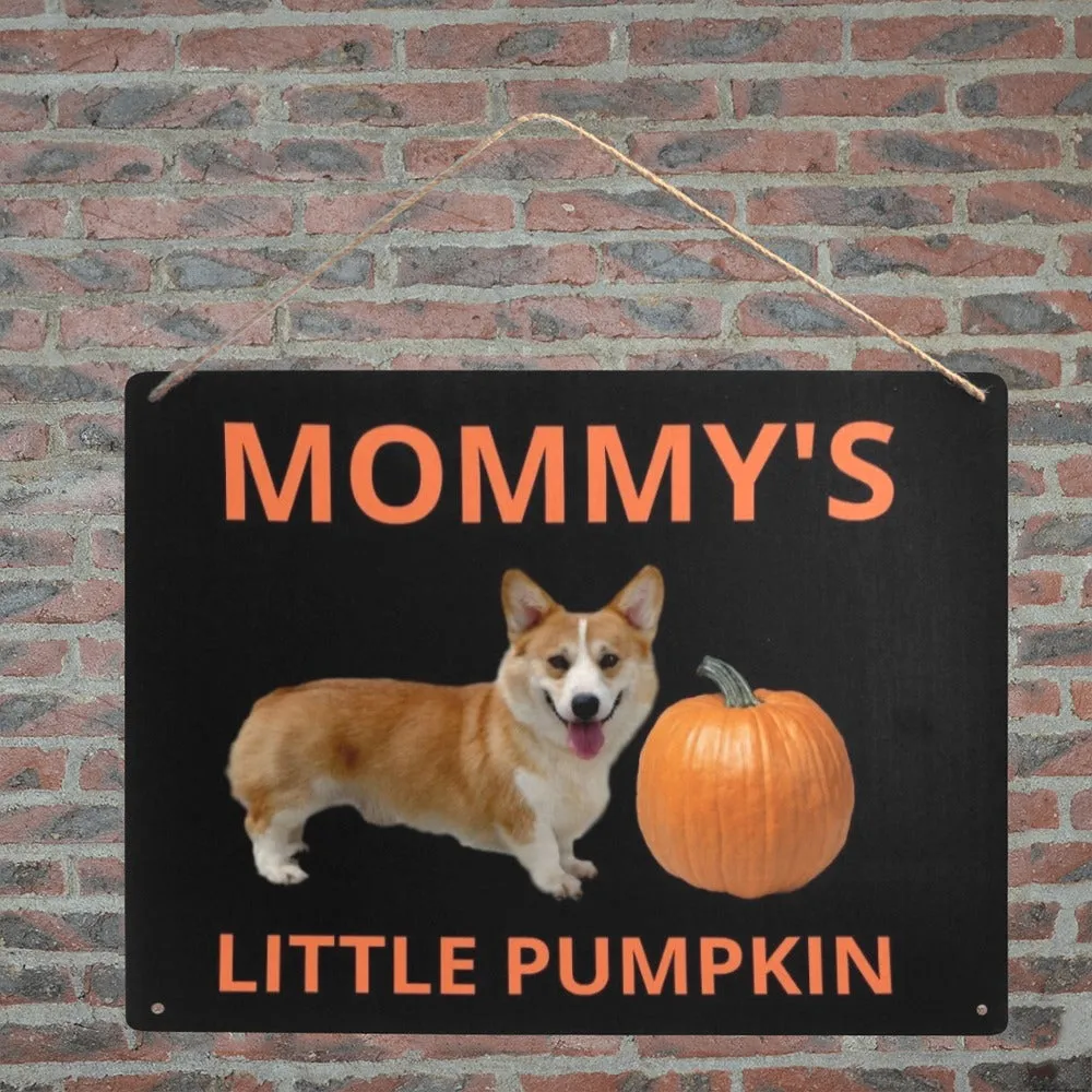 Mommy's Little Pumpkin Corgi Metal Print