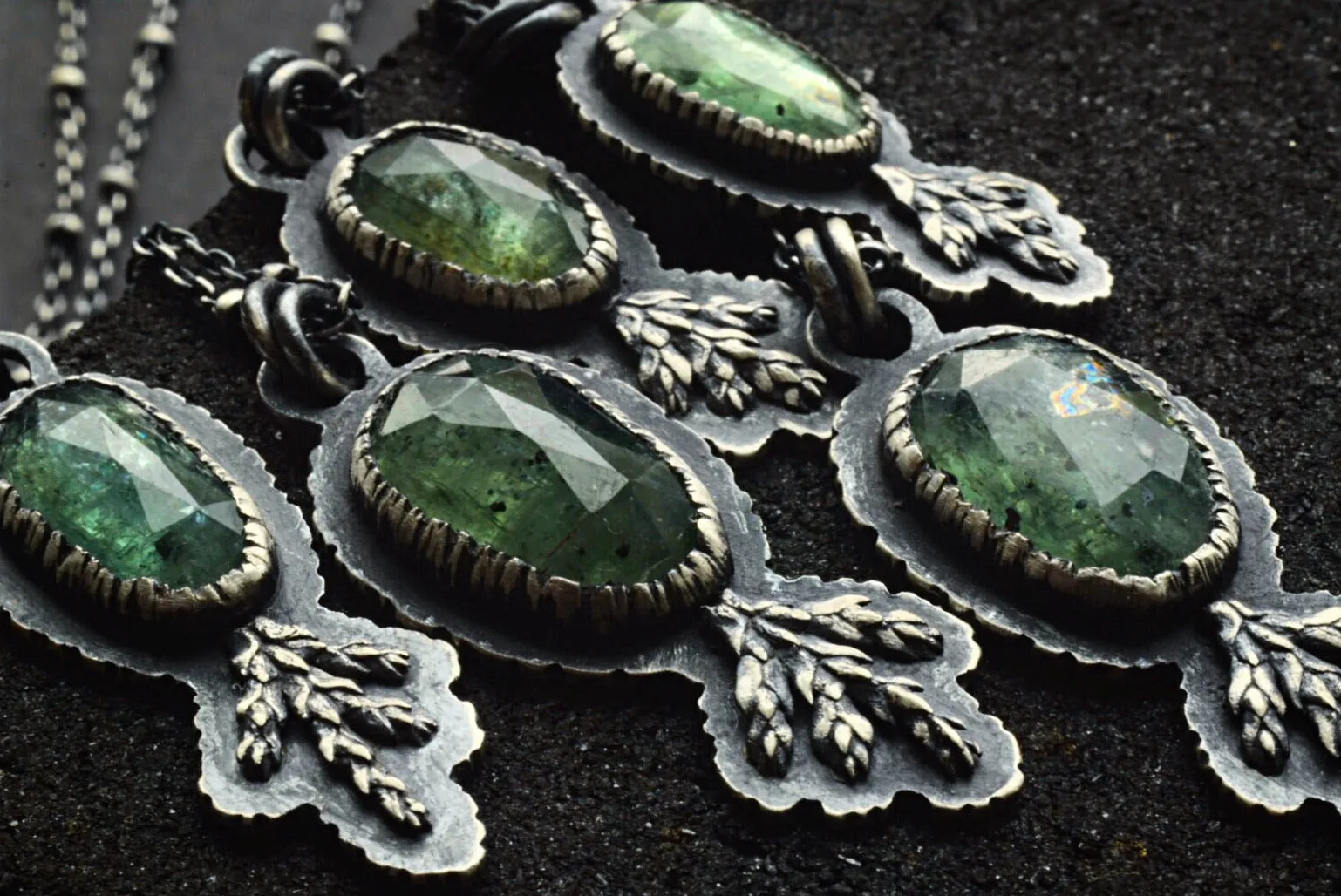 Moss Kyanite Fern Necklace