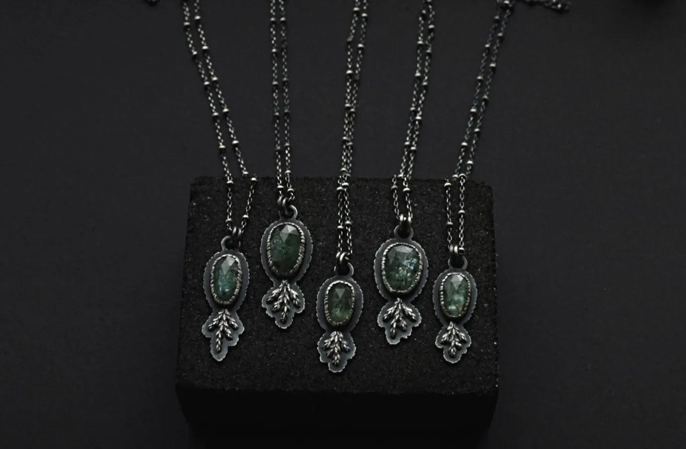 Moss Kyanite Fern Necklace