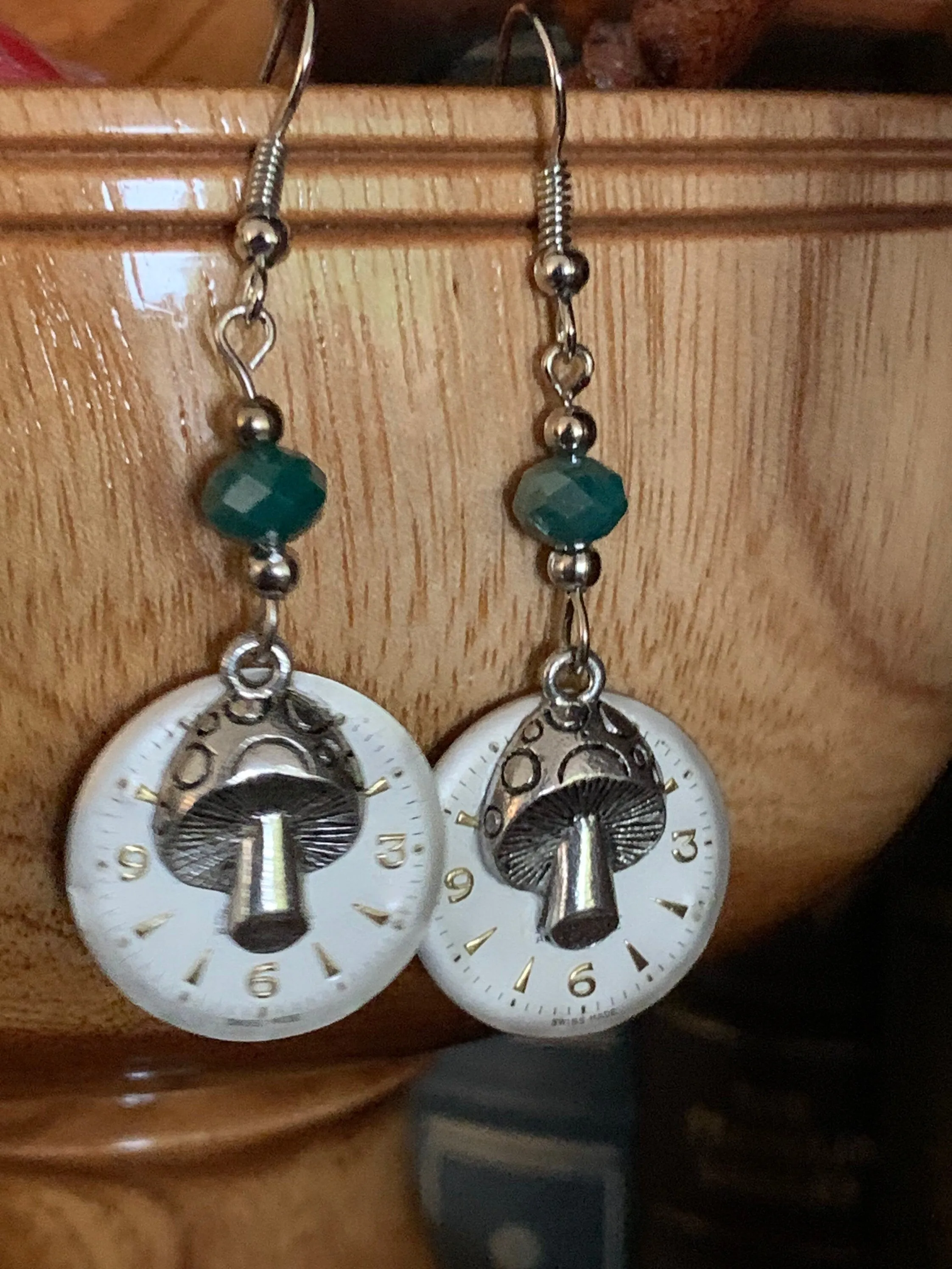Mushroom Earrings, watch parts Steampunk Unique Earrings Weird Earrings, Dangle & Drop, Boho Lightweight Earrings, Cool Earrings,