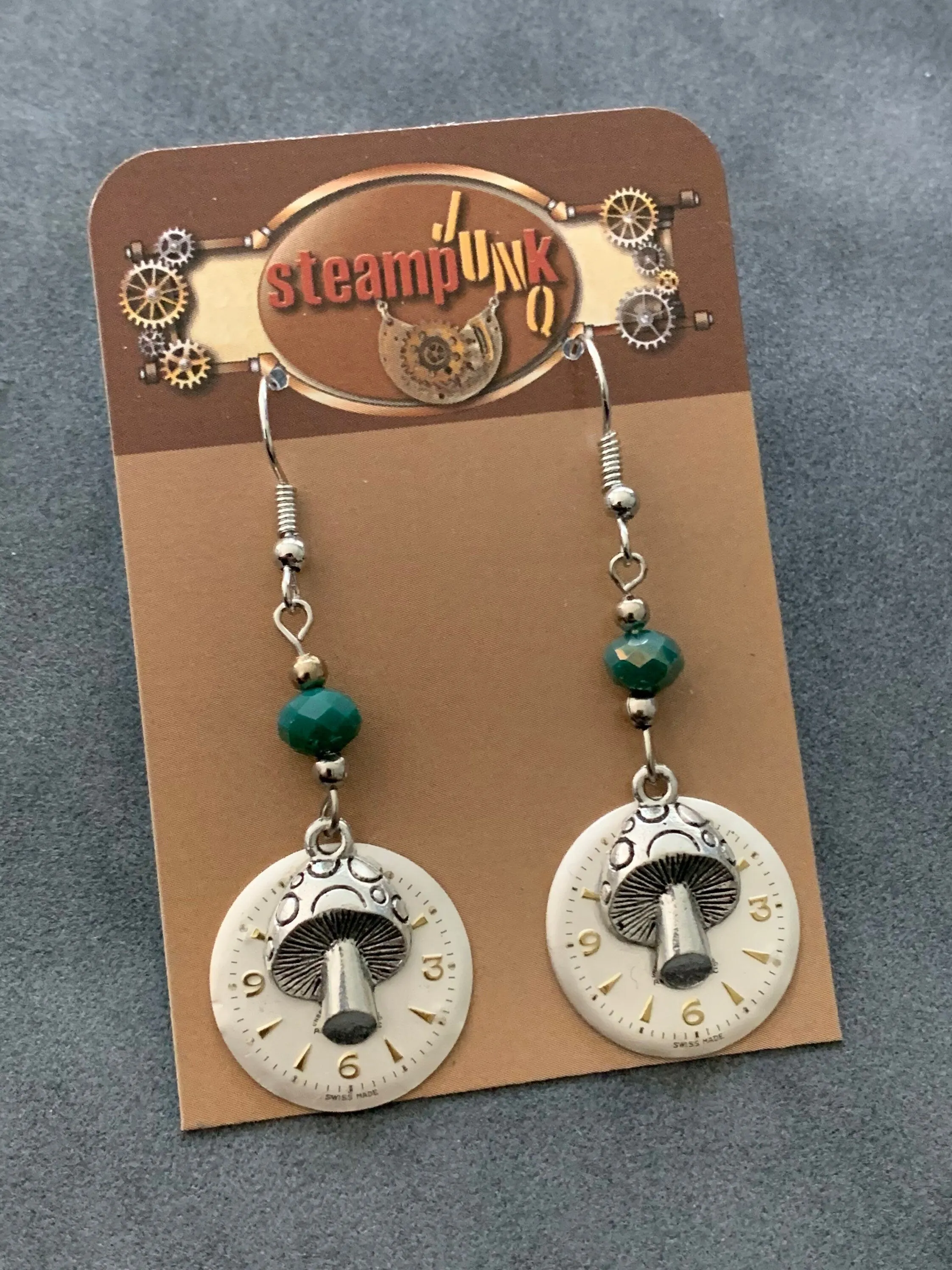 Mushroom Earrings, watch parts Steampunk Unique Earrings Weird Earrings, Dangle & Drop, Boho Lightweight Earrings, Cool Earrings,