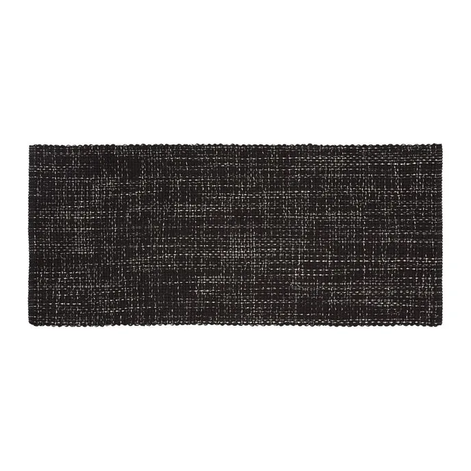 NEW Crate&Barrel Della Black Reversible Cotton Flat Weave Rug Runner 2 Ft 5" X 6 Ft, hand constructed in India! Retails $129 