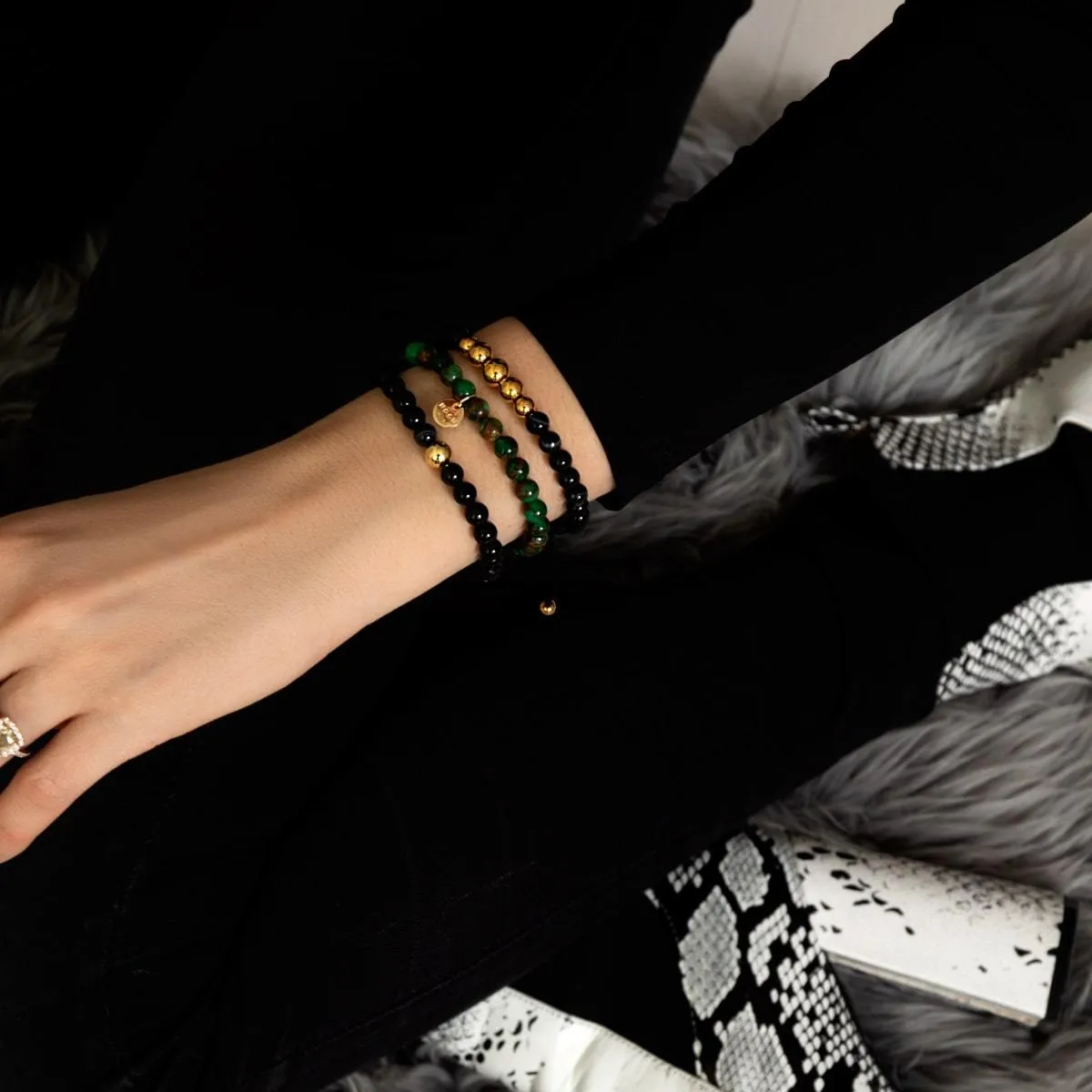 New Green Agate | .925 Sterling Gold Vermeil | Healing Gemstone Bead Bracelet