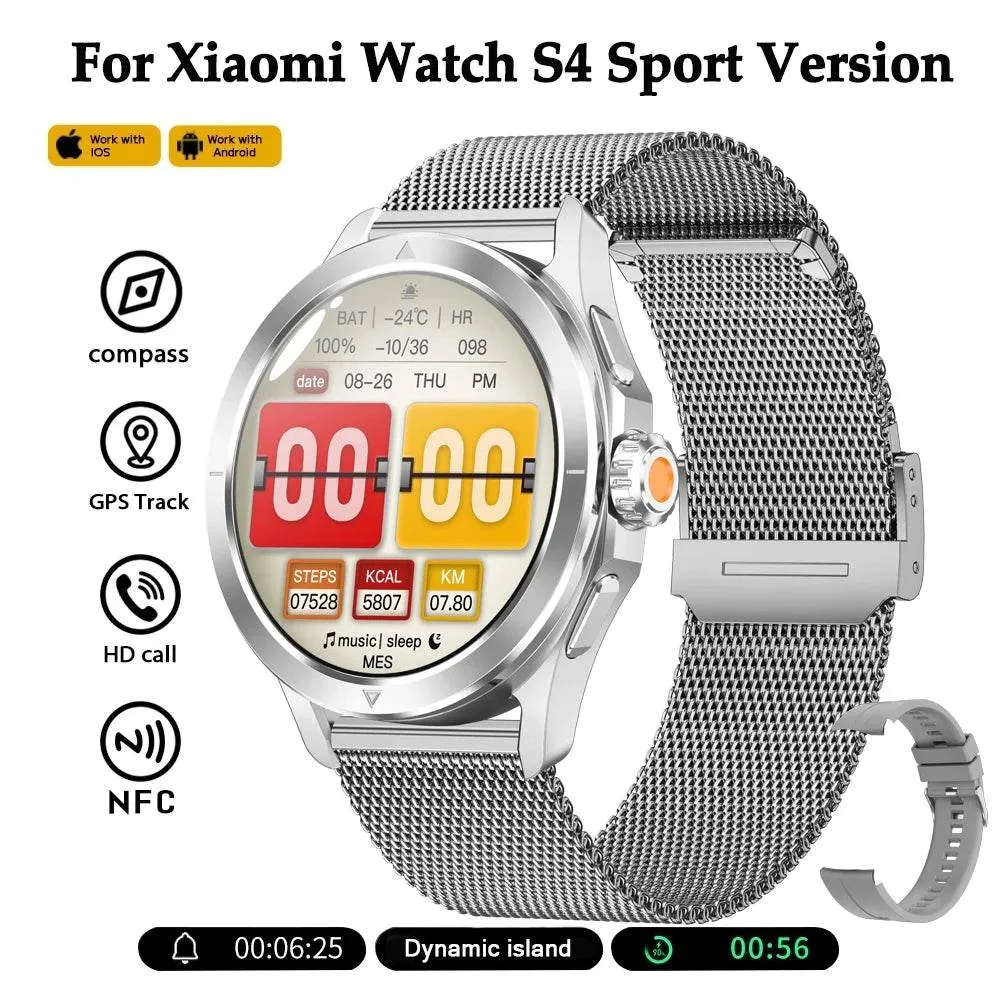 NEW Xiaomi Smart Watch S4 Sport Version Man GPS Track Compass NFC Sports Tracking 47mm Clone Version Smartwatch iOS & Android