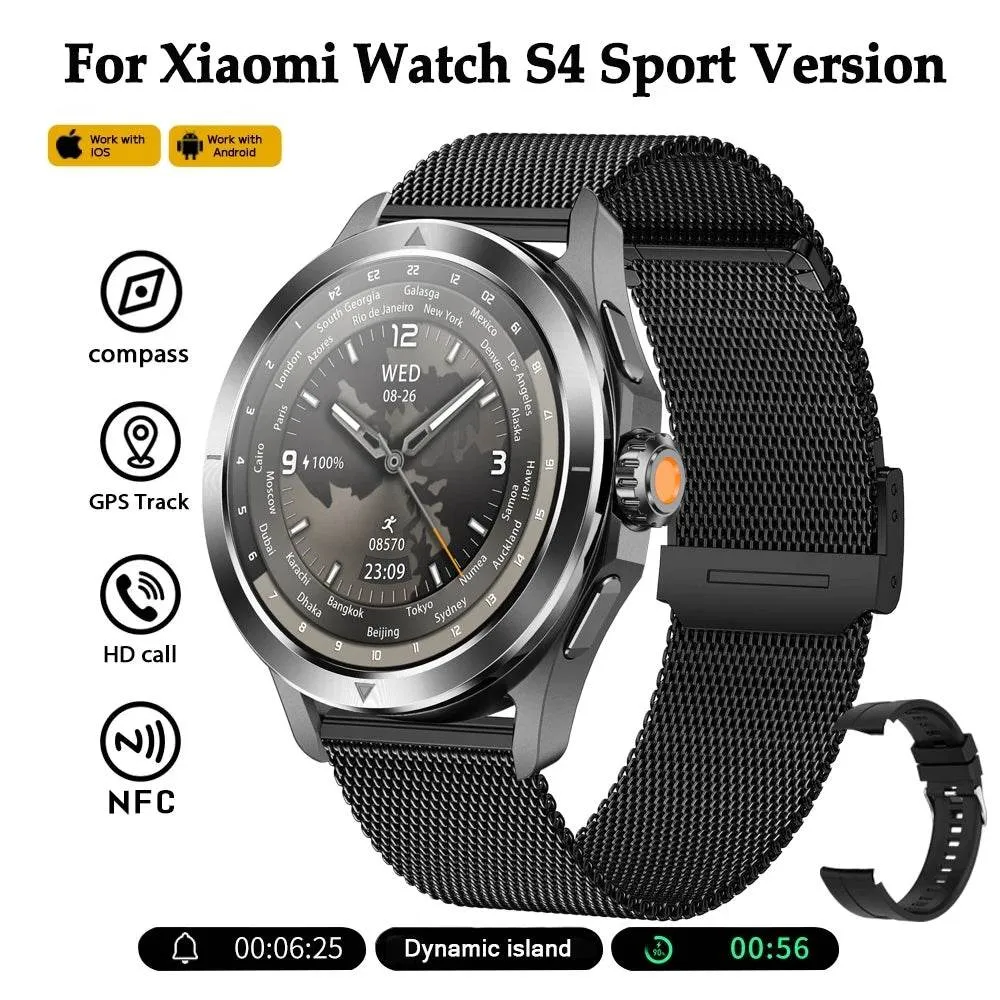 NEW Xiaomi Smart Watch S4 Sport Version Man GPS Track Compass NFC Sports Tracking 47mm Clone Version Smartwatch iOS & Android