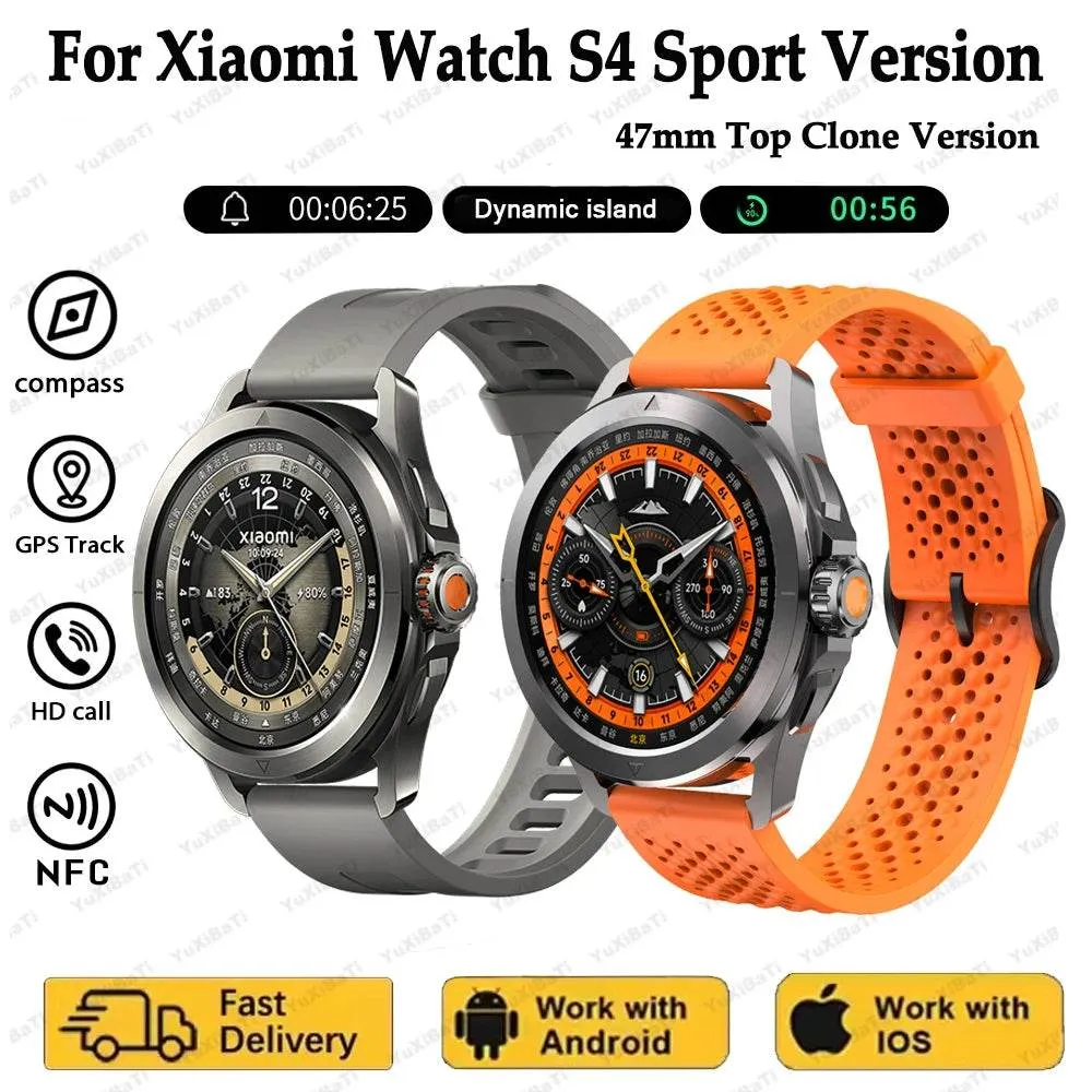 NEW Xiaomi Smart Watch S4 Sport Version Man GPS Track Compass NFC Sports Tracking 47mm Clone Version Smartwatch iOS & Android