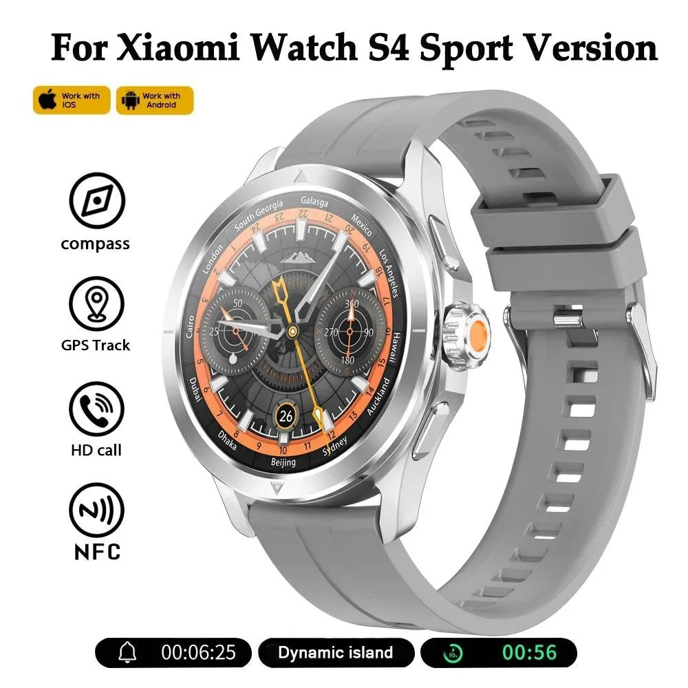 NEW Xiaomi Smart Watch S4 Sport Version Man GPS Track Compass NFC Sports Tracking 47mm Clone Version Smartwatch iOS & Android