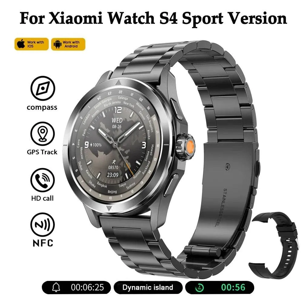 NEW Xiaomi Smart Watch S4 Sport Version Man GPS Track Compass NFC Sports Tracking 47mm Clone Version Smartwatch iOS & Android