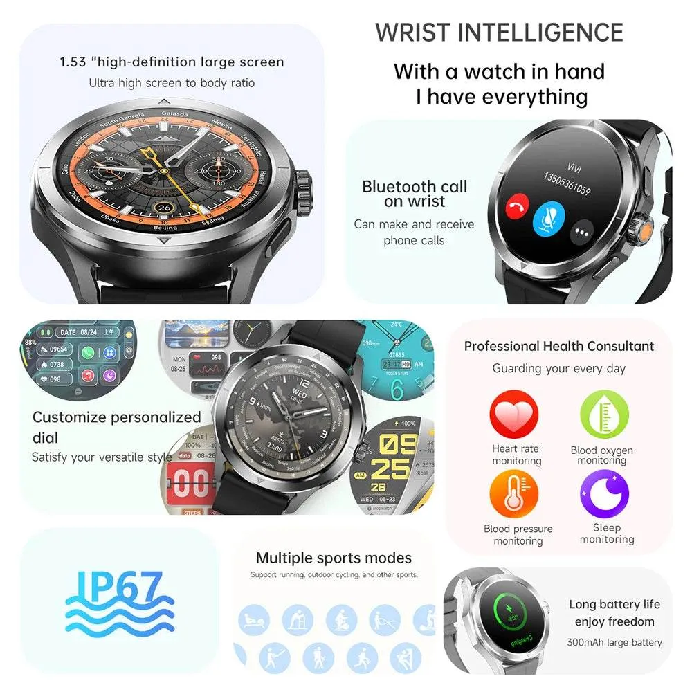 NEW Xiaomi Smart Watch S4 Sport Version Man GPS Track Compass NFC Sports Tracking 47mm Clone Version Smartwatch iOS & Android
