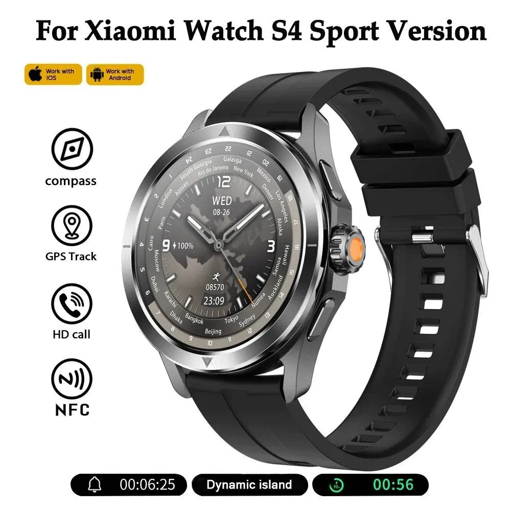 NEW Xiaomi Smart Watch S4 Sport Version Man GPS Track Compass NFC Sports Tracking 47mm Clone Version Smartwatch iOS & Android