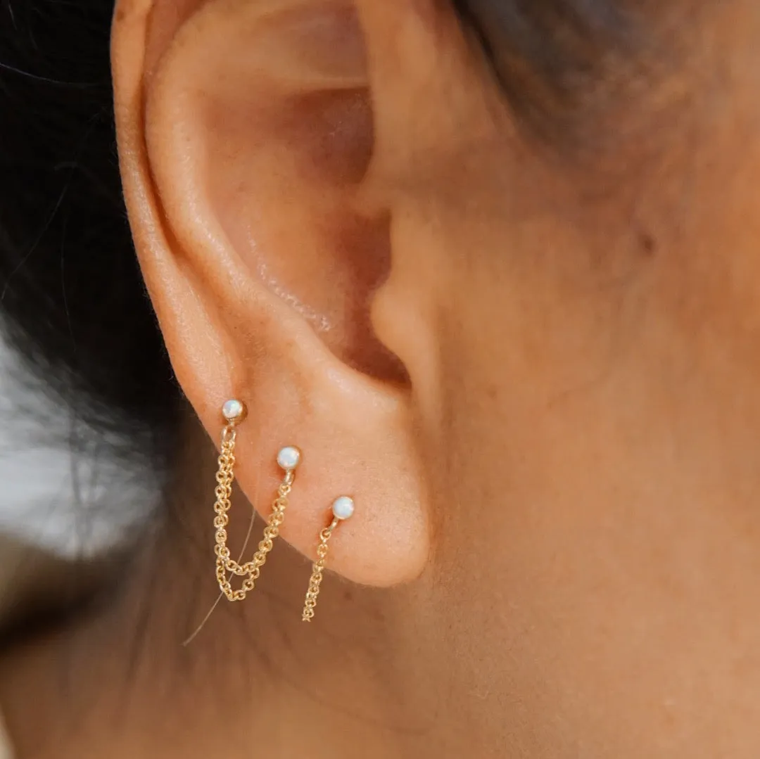 Opalescence Short Chain Loop Stud Earrings