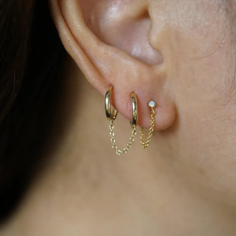 Opalescence Short Chain Loop Stud Earrings