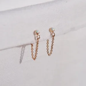 Opalescence Short Chain Loop Stud Earrings