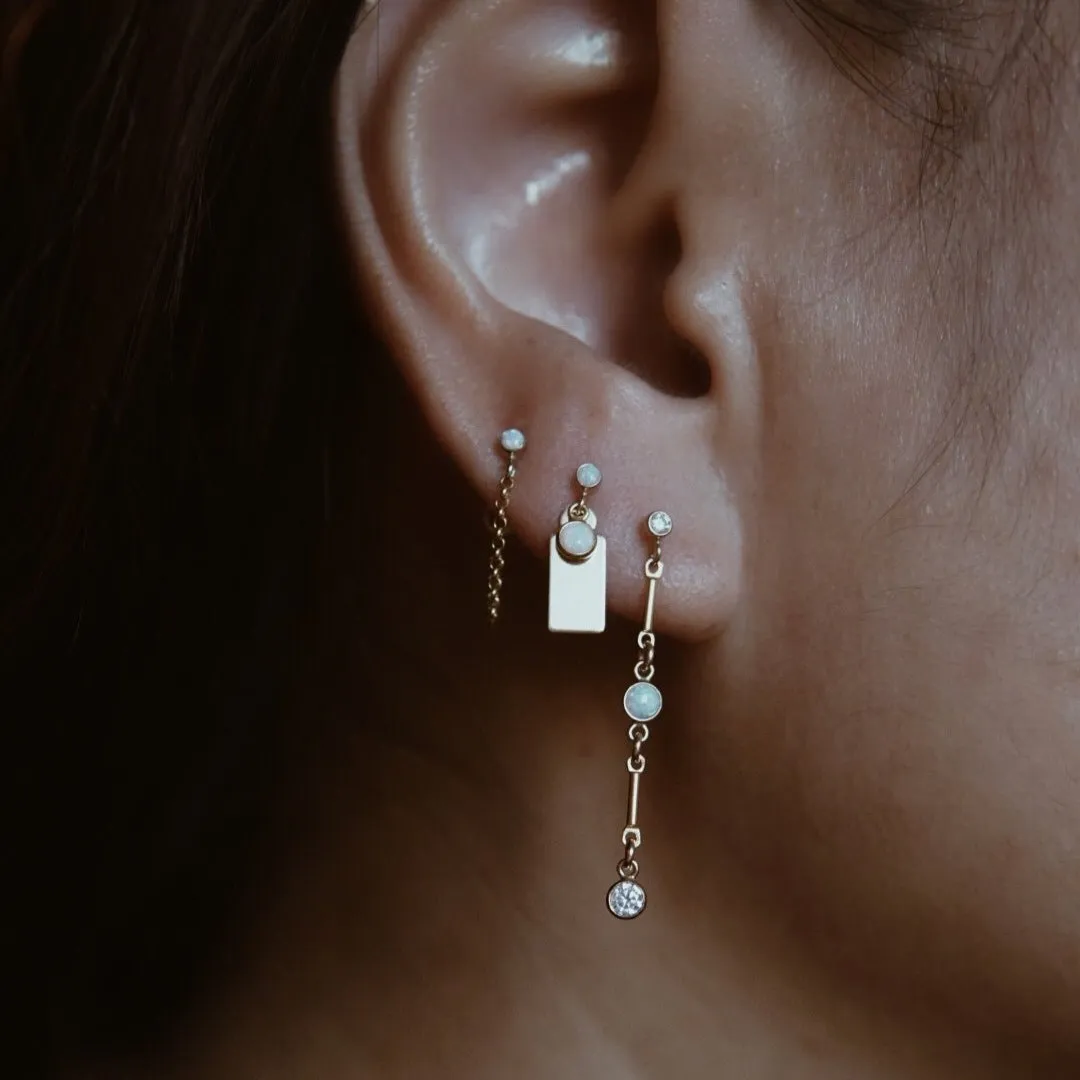 Opalescence Short Chain Loop Stud Earrings