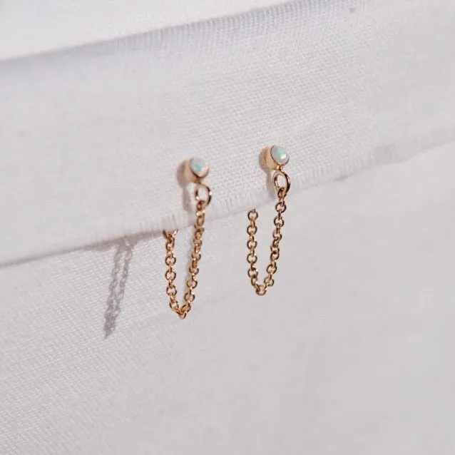 Opalescence Short Chain Loop Stud Earrings