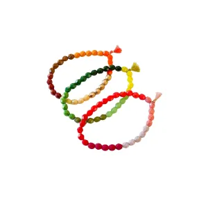 Orange Colorblock Beaded Bracelet with Tassel