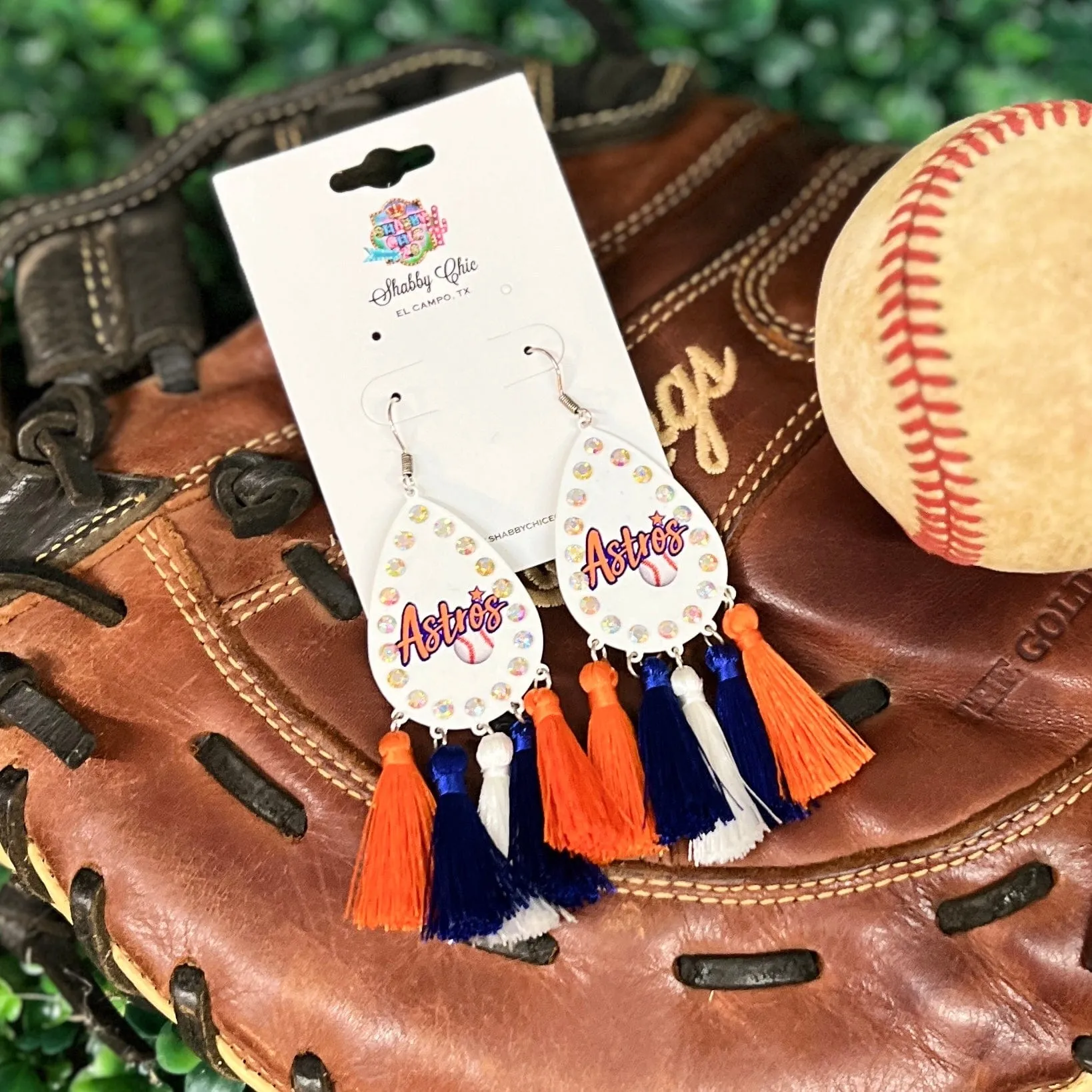 Orange/Blue Baseball Fringe Earrings