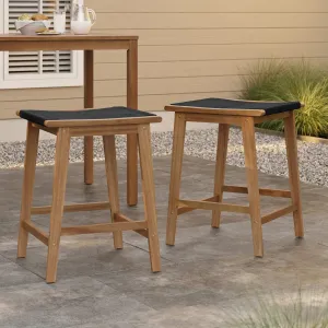 Outdoor acacia wood  counter height stools, set of 2