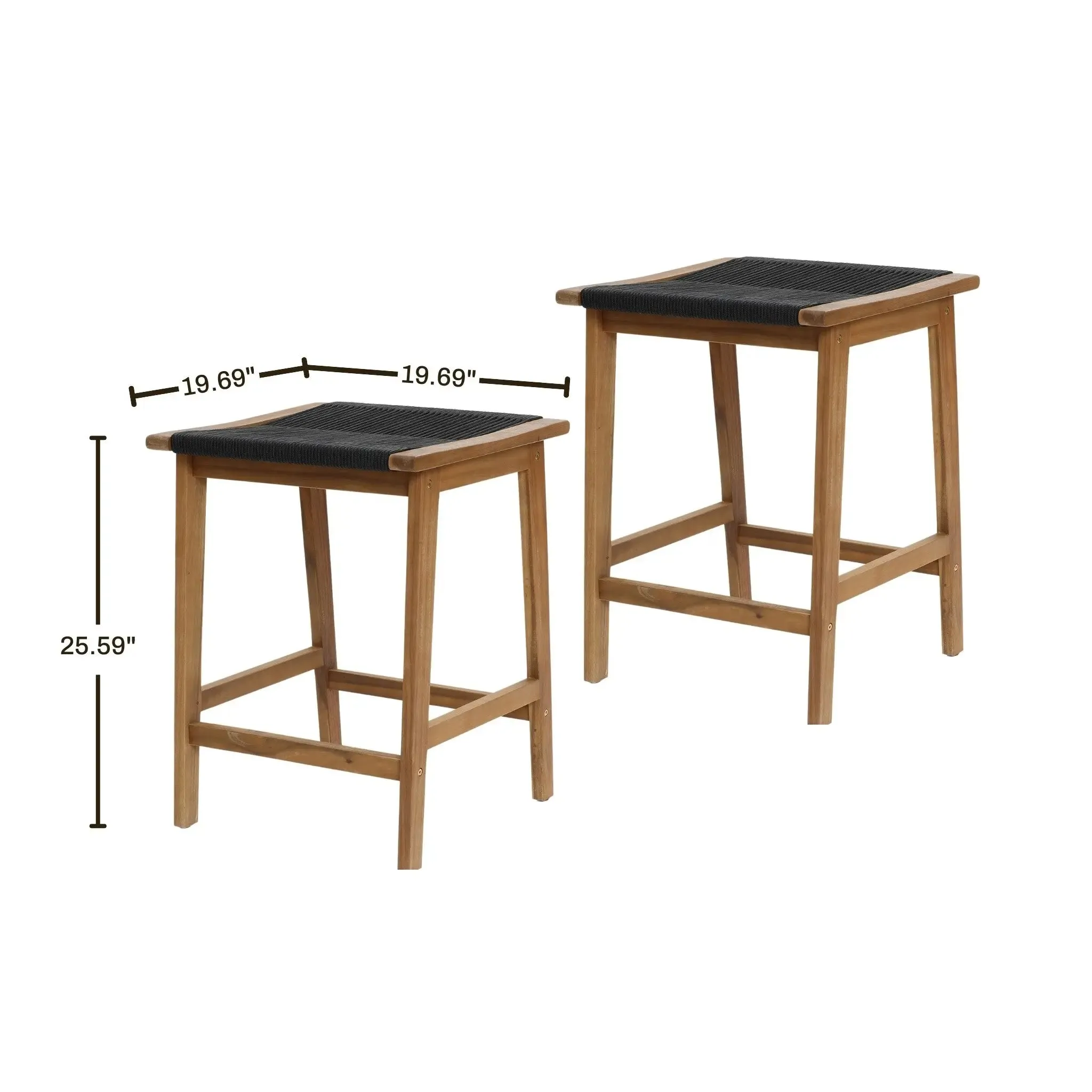 Outdoor acacia wood  counter height stools, set of 2