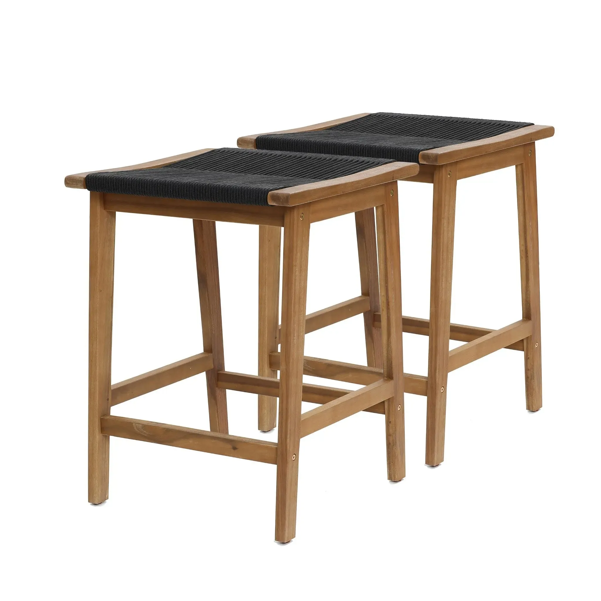 Outdoor acacia wood  counter height stools, set of 2
