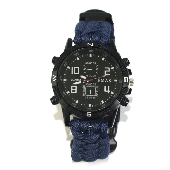 Outdoor camping survival seven core umbrella rope woven watch AK17 multi-function compass survival watch
