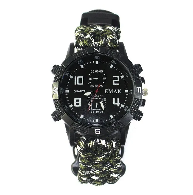 Outdoor camping survival seven core umbrella rope woven watch AK17 multi-function compass survival watch