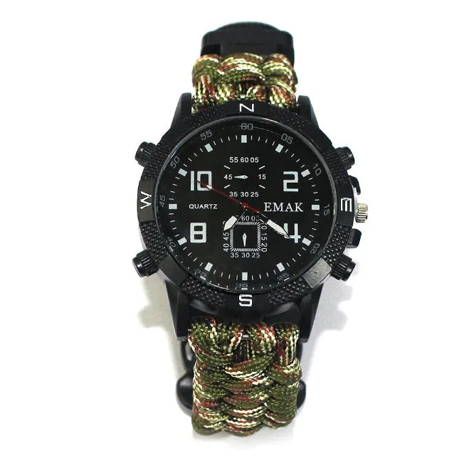 Outdoor camping survival seven core umbrella rope woven watch AK17 multi-function compass survival watch