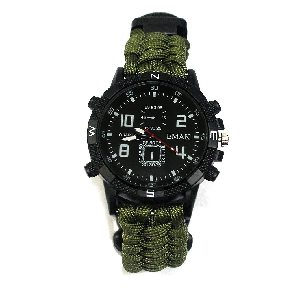 Outdoor camping survival seven core umbrella rope woven watch AK17 multi-function compass survival watch