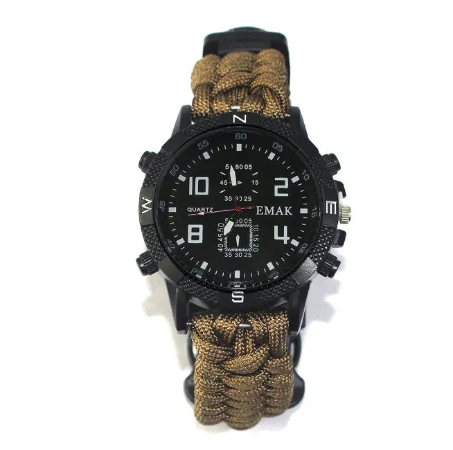 Outdoor camping survival seven core umbrella rope woven watch AK17 multi-function compass survival watch