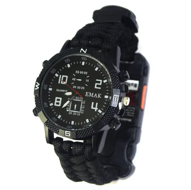 Outdoor camping survival seven core umbrella rope woven watch AK17 multi-function compass survival watch