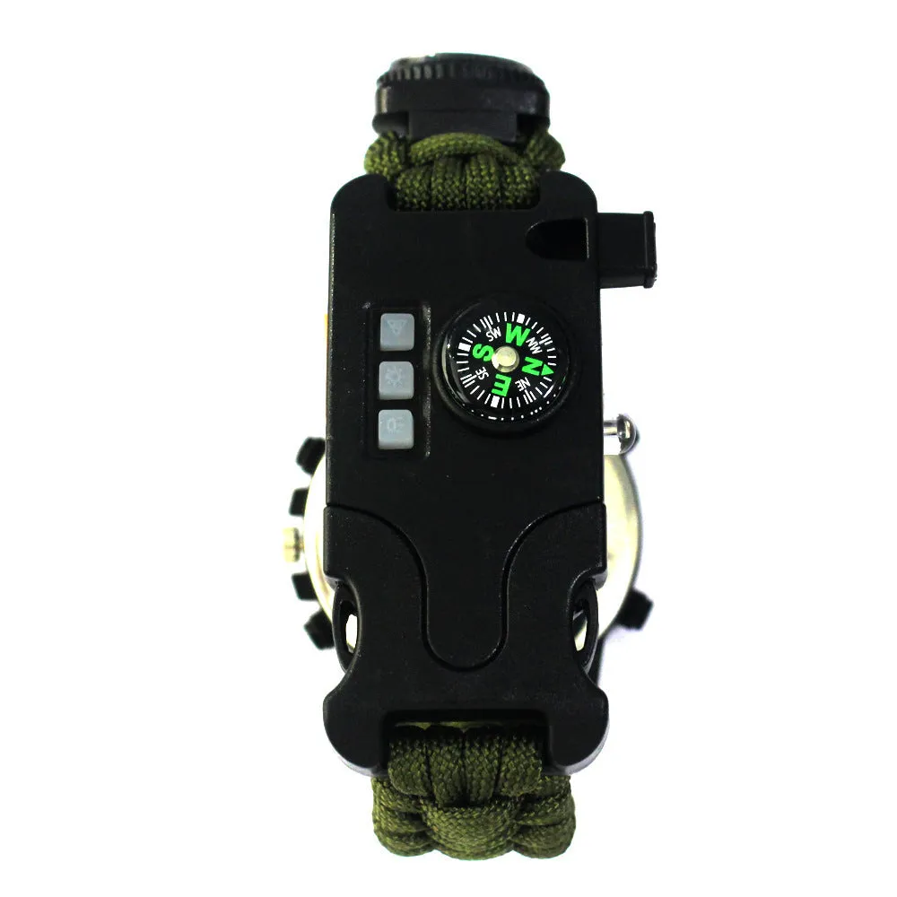 Outdoor camping survival seven core umbrella rope woven watch AK17 multi-function compass survival watch