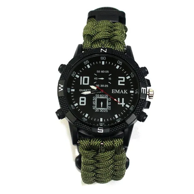 Outdoor camping survival seven core umbrella rope woven watch AK17 multi-function compass survival watch