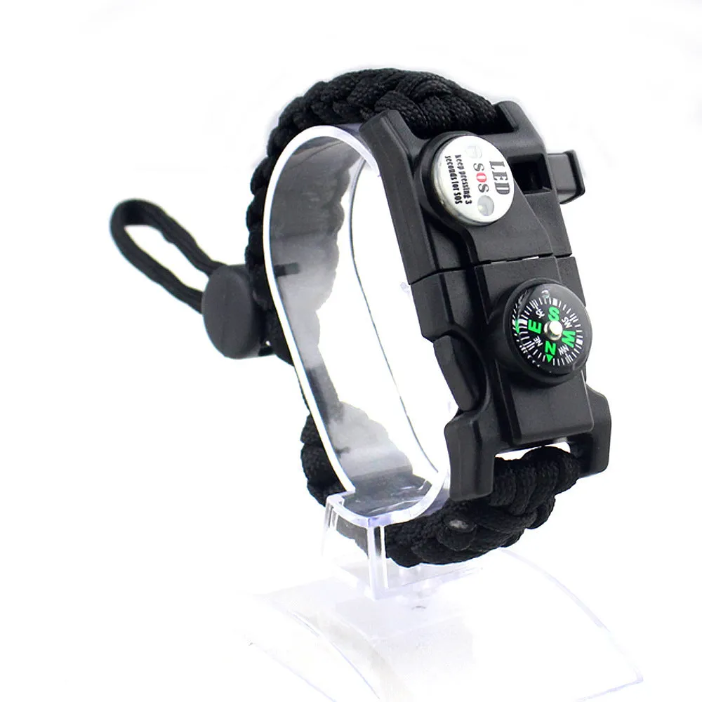 Outdoor Emergency Life-saving Paracord Bracelet Compass Whistle Led Light SOS Camping Supplies